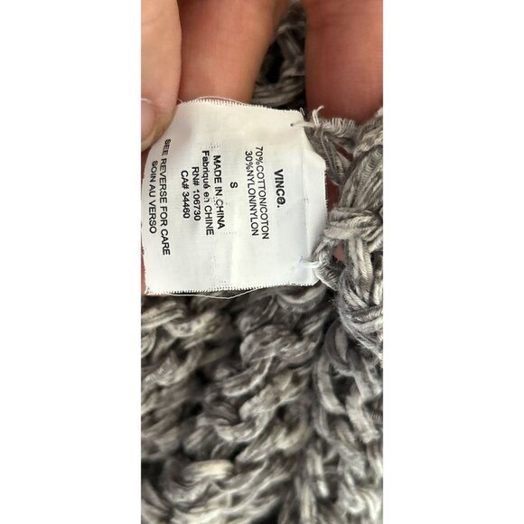 Vince Womens Hand-Knitted Open Weave Gray Tunic Sweater S Lightweight Crew Neck - Picture 7 of 7